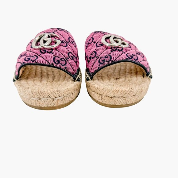 Gucci GG Espadrille Mule Sandal EU 37.5 US 7.5 Pink Purple Monogram Canvas Slide - Picture 4 of 9